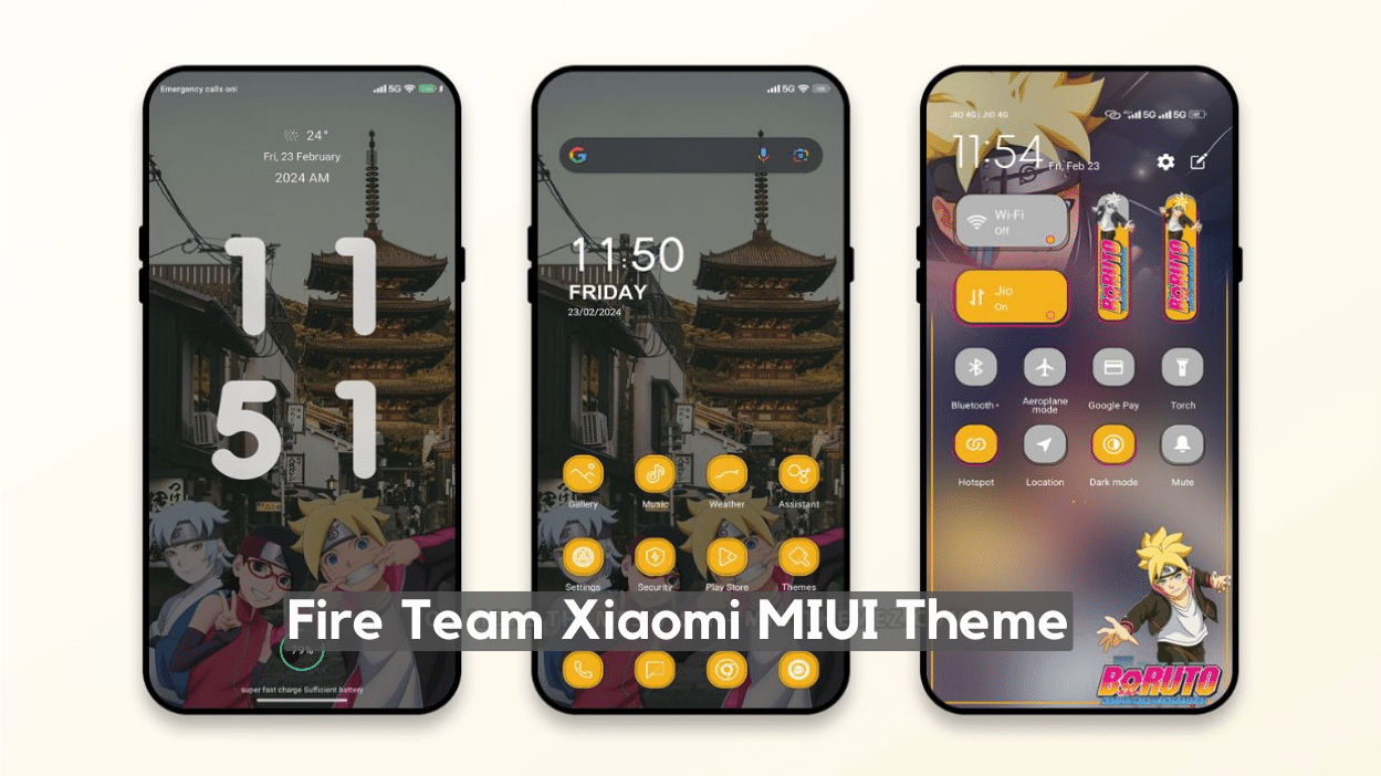 Fire Team MIUI Theme for Xiaomi  with Boruto Dark Mode UI