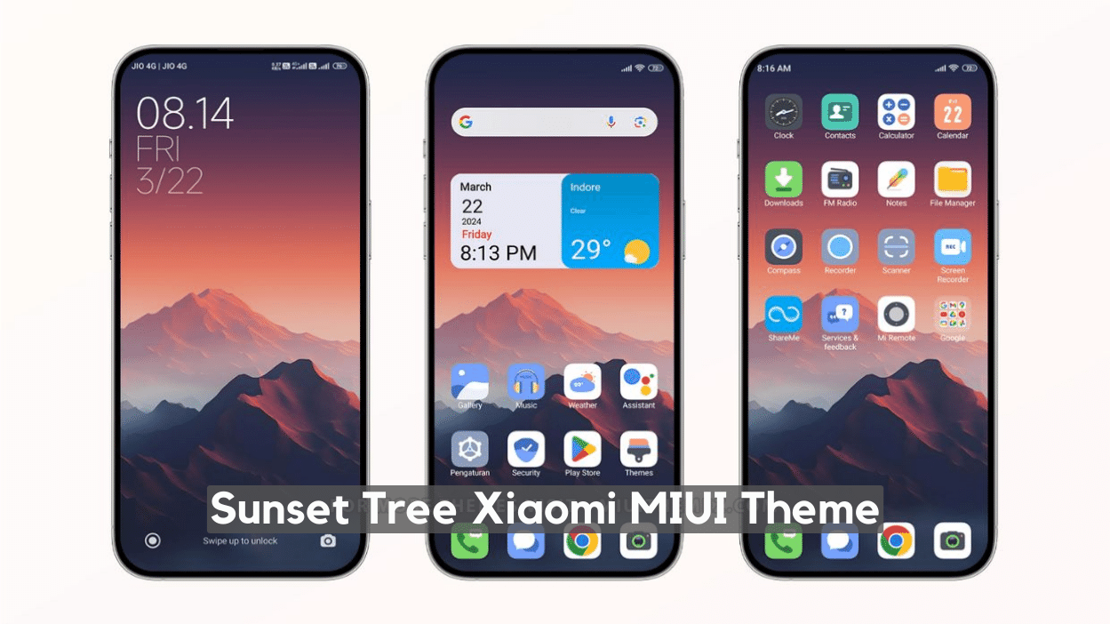Sunset Tree MIUI Theme Download for Xiaomi with Dark Mode