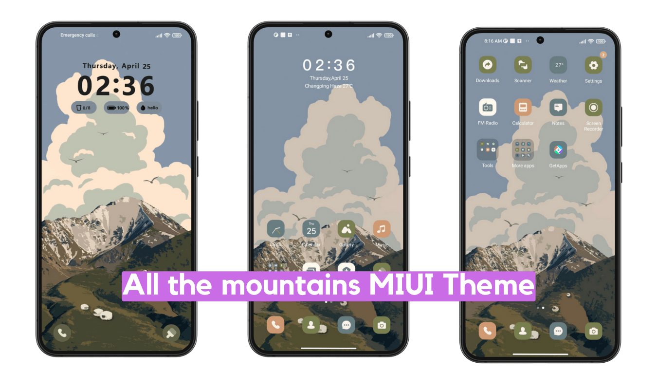 All the mountains MIUI Theme for Xiaomi with Minimal Experience