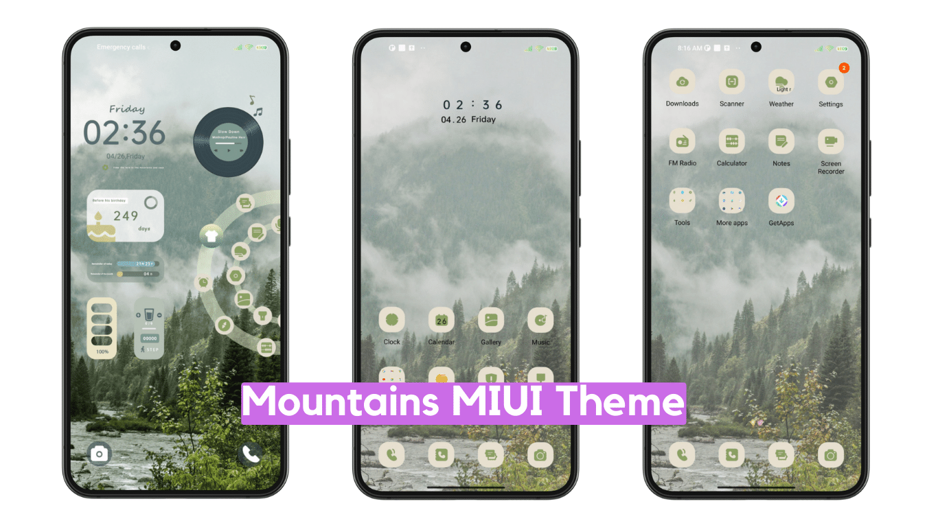 Mountains MIUI Theme for Xiaomi with Dynamic Experience