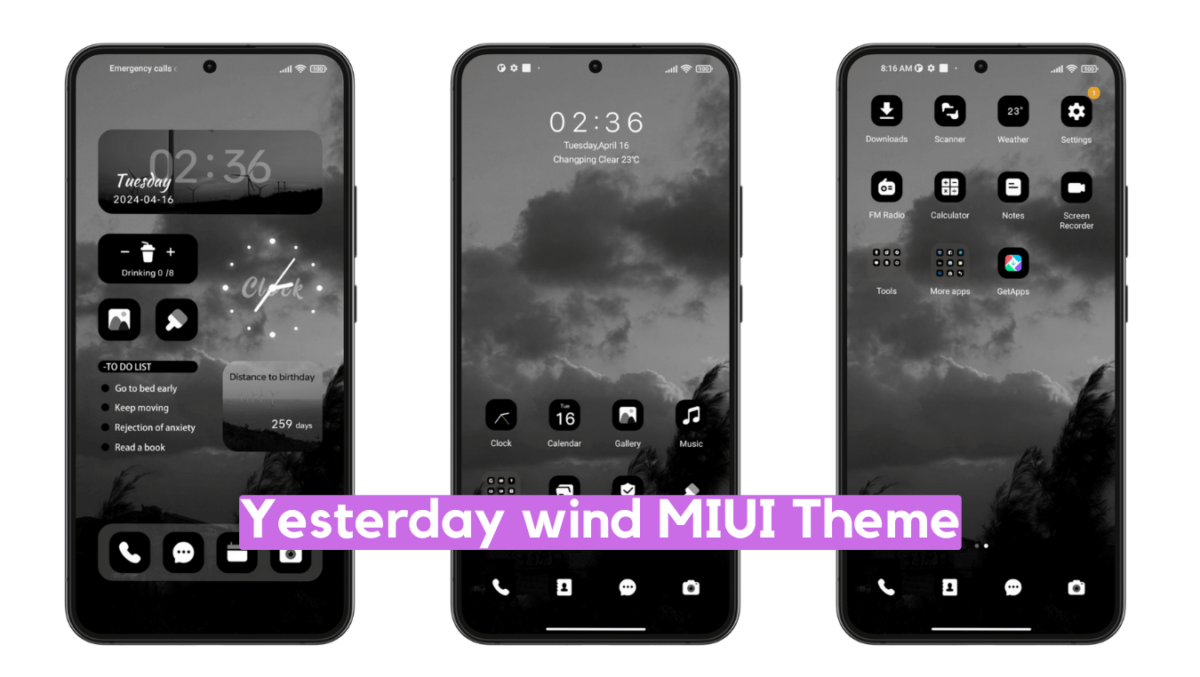 Yesterday wind MIUI Theme for Xiaomi with Dynamic Dark Mode - MIUI Themes
