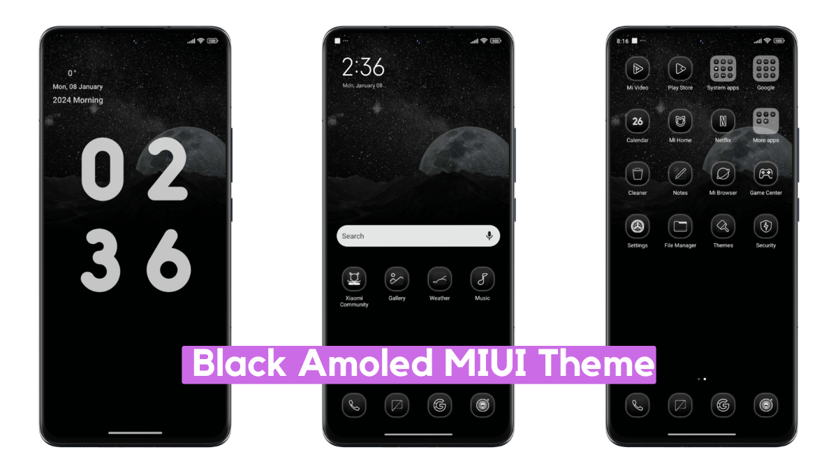 Black Amoled MIUI Theme for Xiaomi with Dynamic Dark Mode