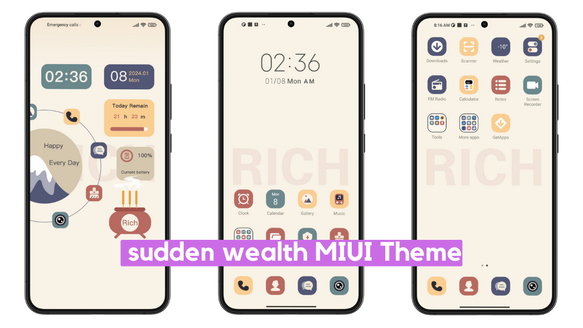 Sudden Wealth MIUI Theme for Xiaomi with Dynamic Minimal UI Sudden Wealth MIUI Theme for Xiaomi with Dynamic Minimal UI