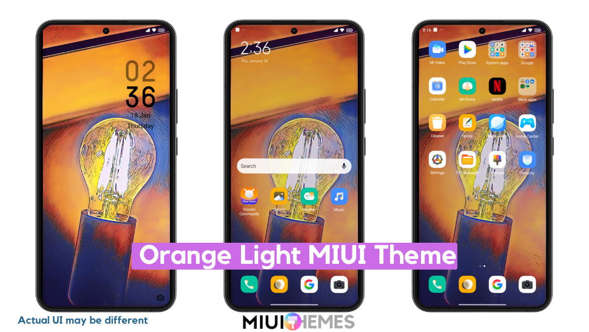 Orange Light MIUI Theme for Xiaomi with Dynamic Icons