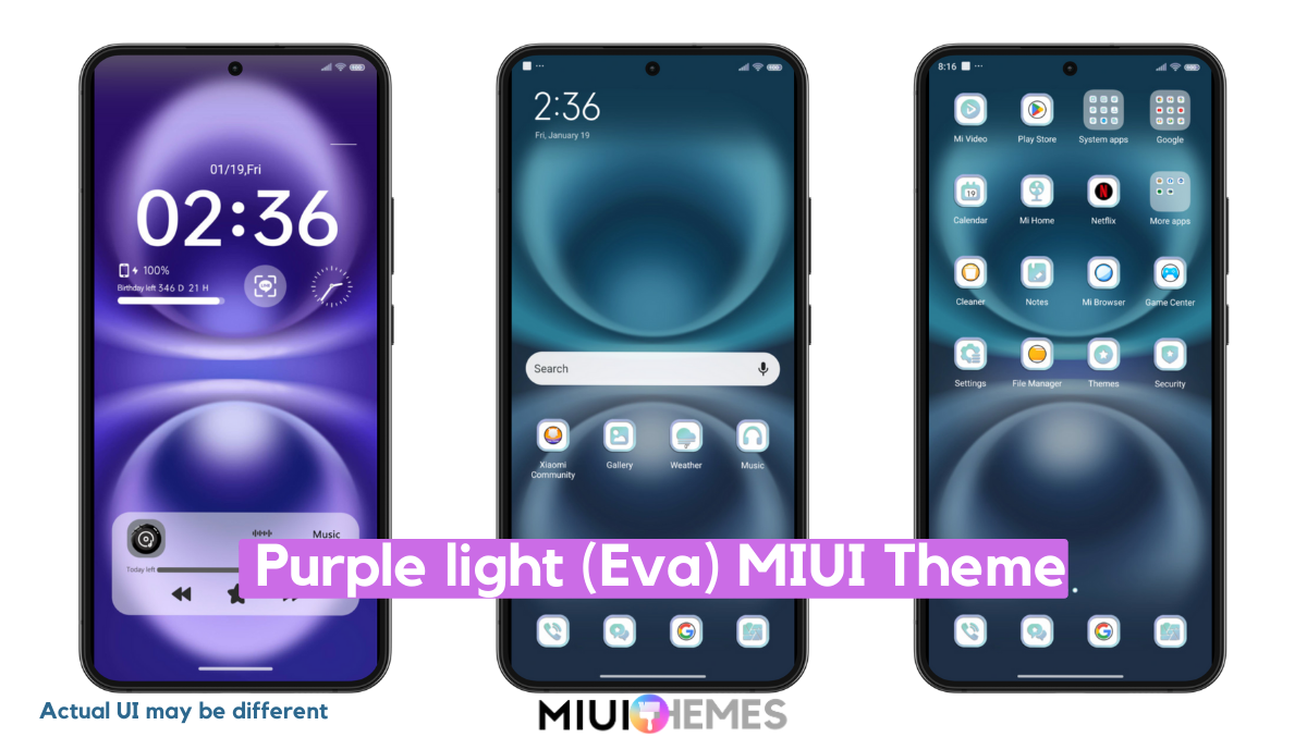 Purple Light MIUI Theme for Xiaomi with Minimal Experience